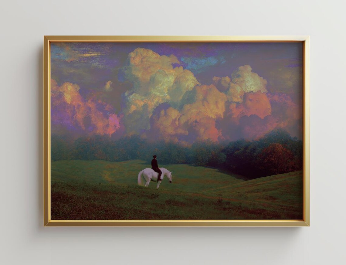 Horse Rider Art Print, Whimsical Equestrian Decor
