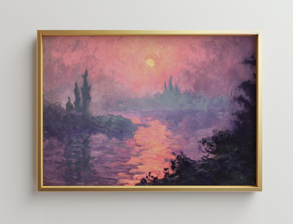 Surrealist Pink Sunset Art Print, Whimsical Decor