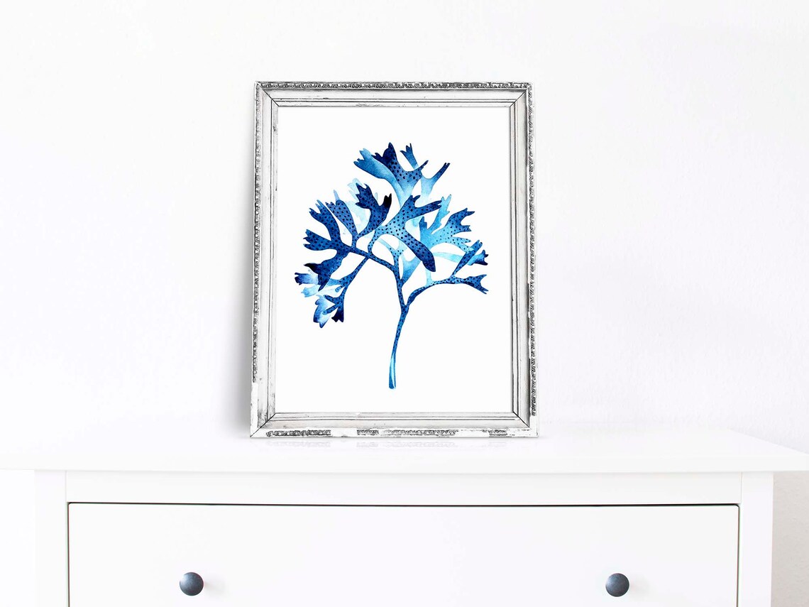 Art Watercolor Blue Coral Seaweed - Image 2