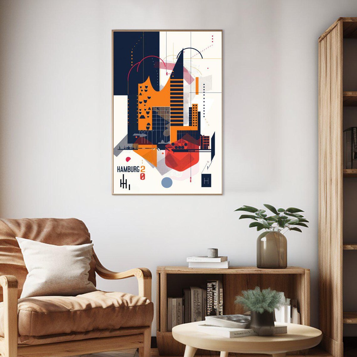 Hamburg Germany Abstract Geometric Cityscape Bauhaus Travel Poster - Image 2