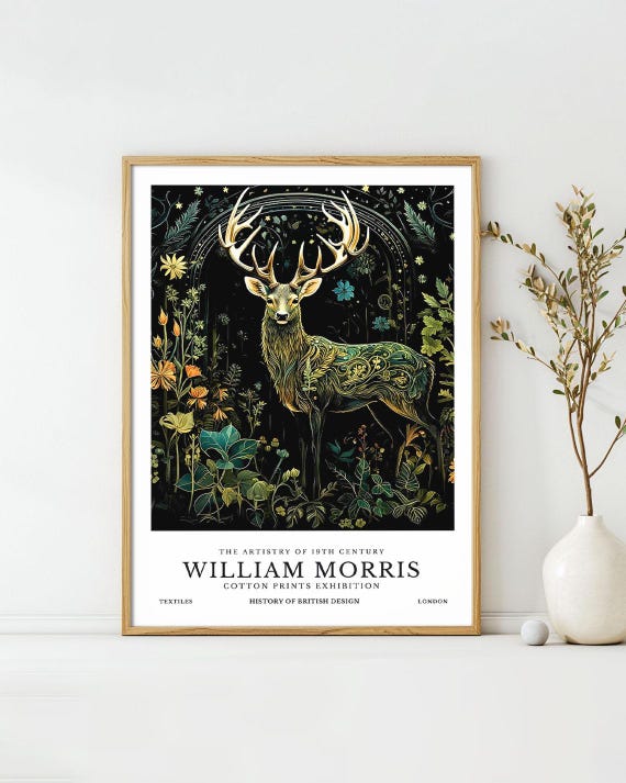 William Morris Posters Regal Stag Animal Art Print Vintage Exhibition Wall Deco William Morris Exhibition Poster