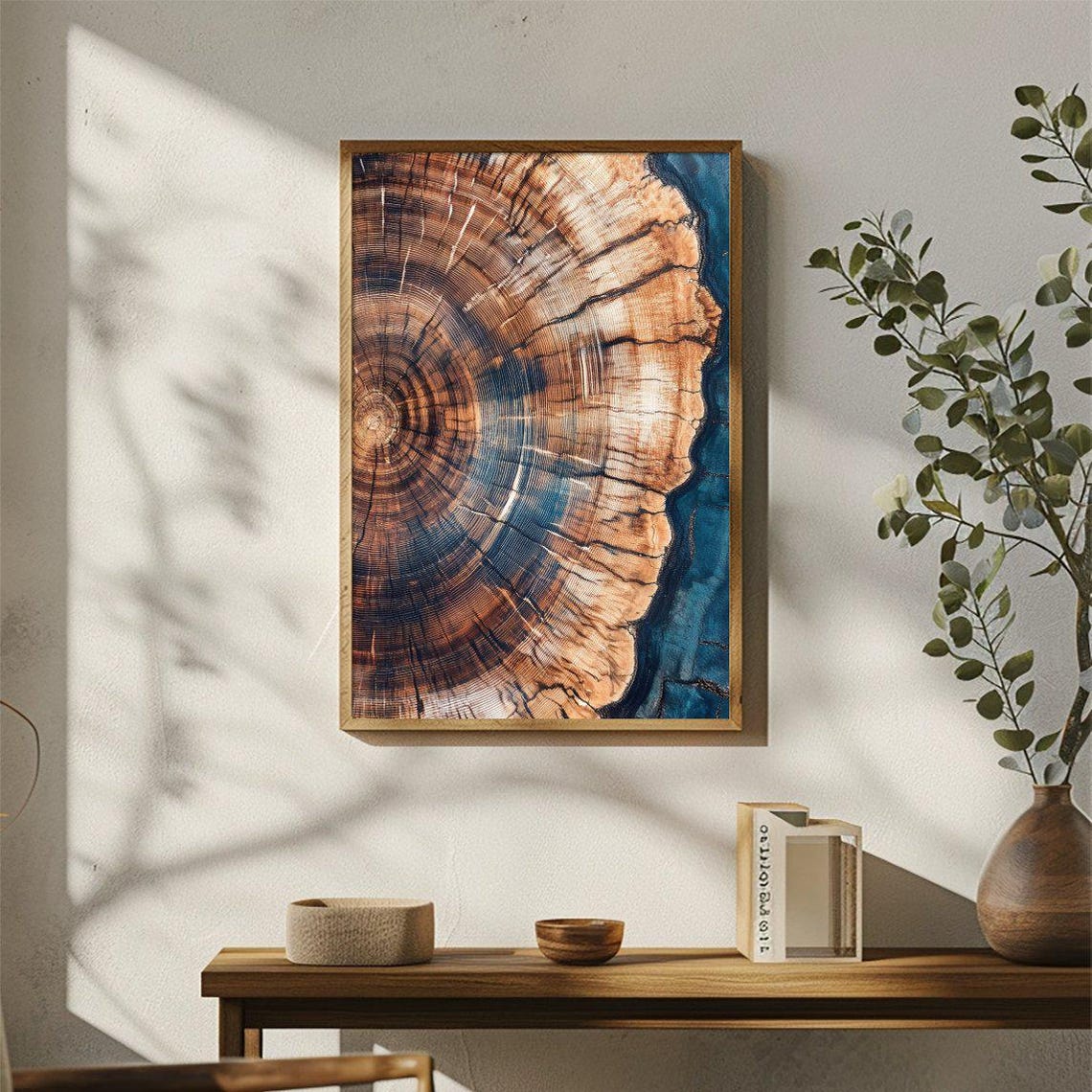 Abstract Petrified Wood Cross Section Blue Brown Closeup Poster - Image 3