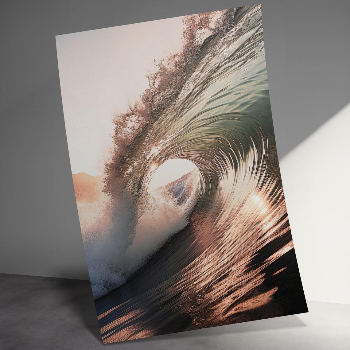 Epic Golden Sunset Ocean Wave Barrel Powerful Surf Moment Poster - Image 3