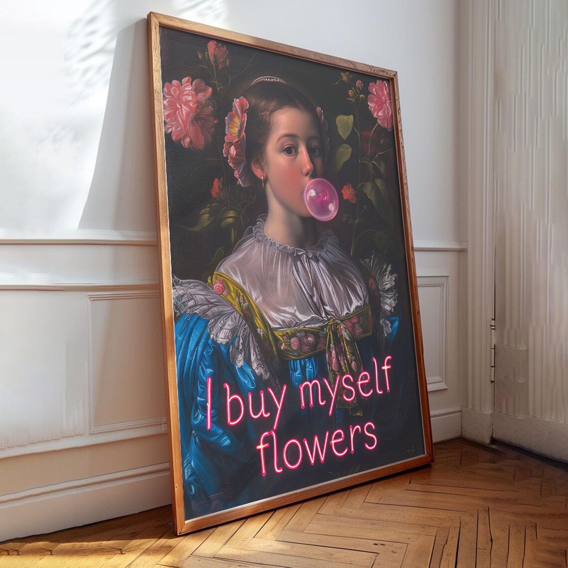 Neon I Buy Myself Flowers Altered Vintage Portrait Quote Poster - Image 3