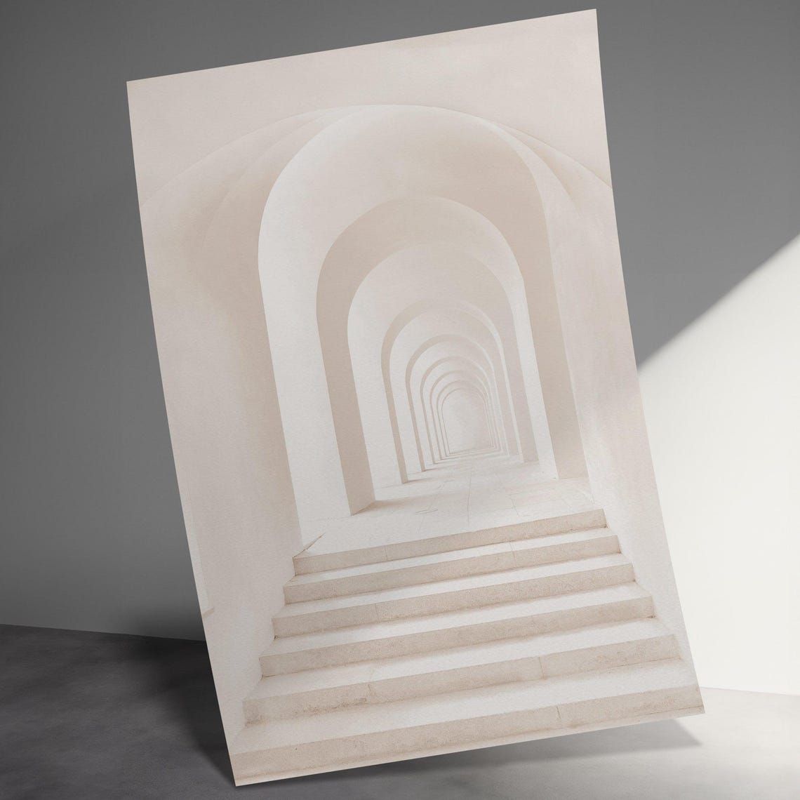 White Symmetrical Archway Corridor Minimal Architecture Poster - Image 3