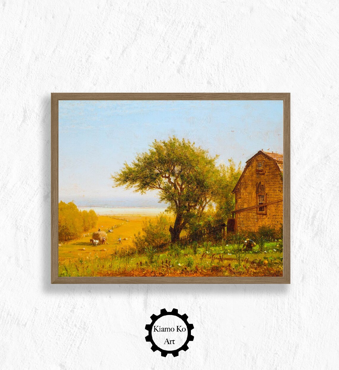Coastal Farm With a Weathered Barn Beside the Sparkling Sea Painting Poster