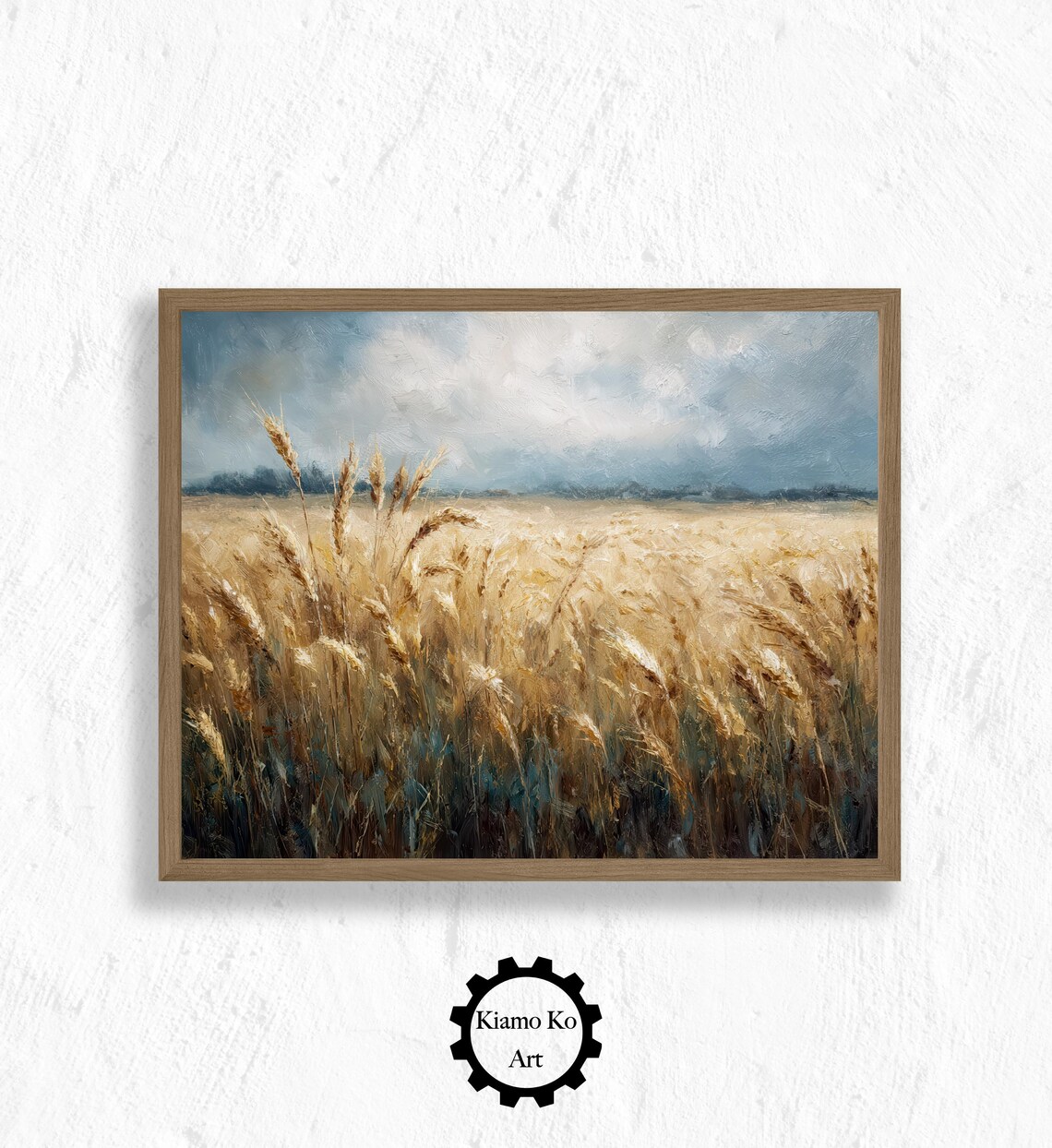 Golden Wheat Field Under a Stormy Sky Rustic Harvest Landscape Poster