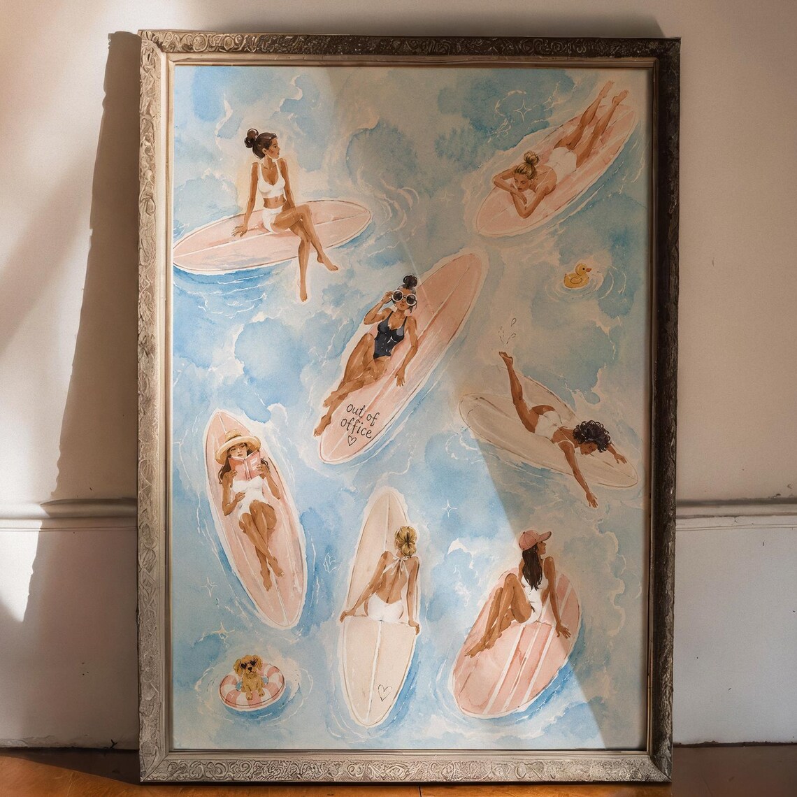 Surf Club Poster, Coastal Watercolor Art Print