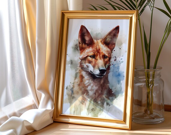 Red Fox Watercolor Animal Portrait Woodland Wildlife Art Poster