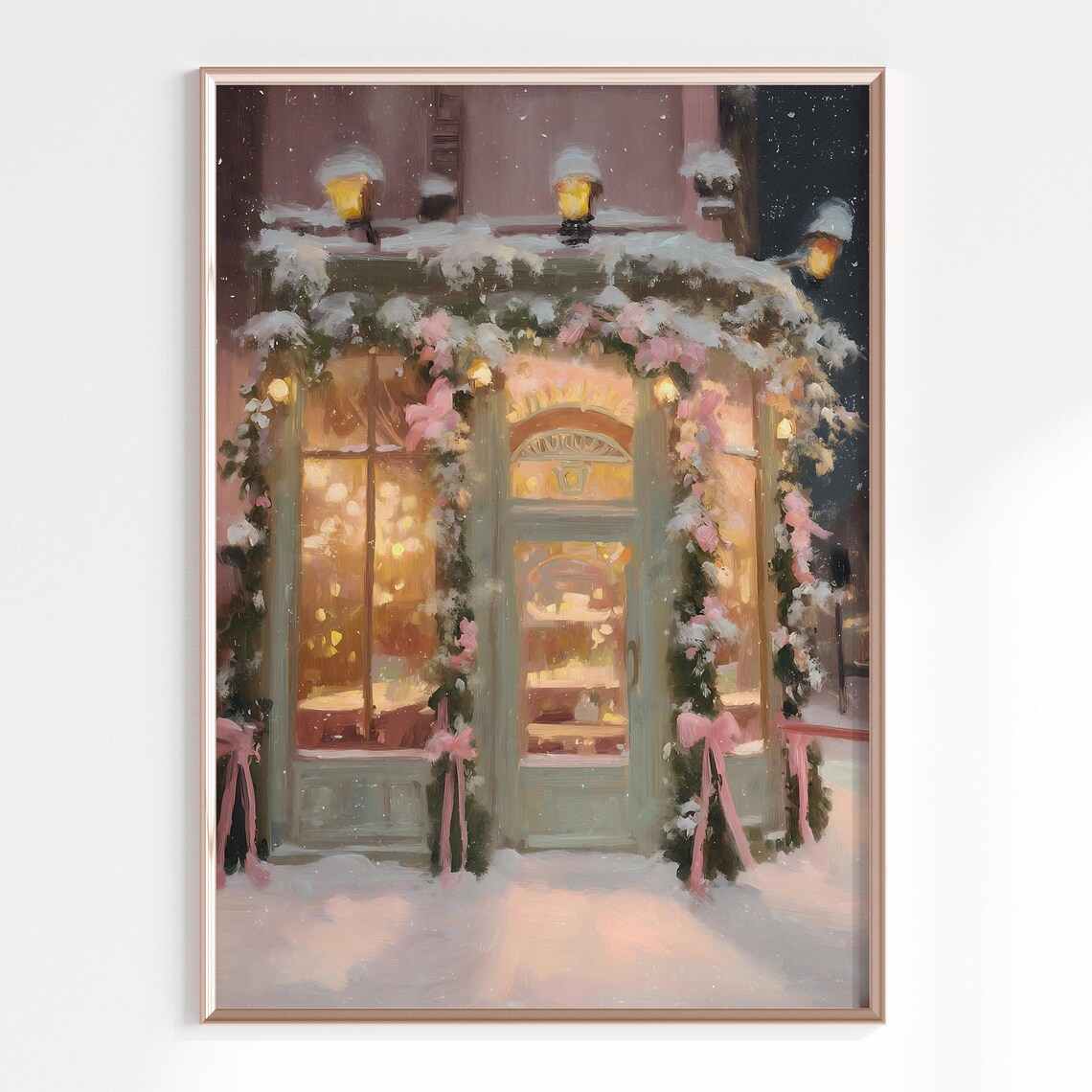 Whimsical Christmas Shop Window, Vintage Poster Print