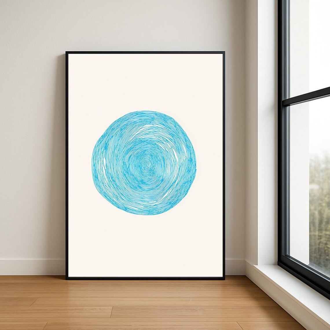 Minimalist Abstract Circle Print Multicolour Modern Wall Art Mid Century Style
