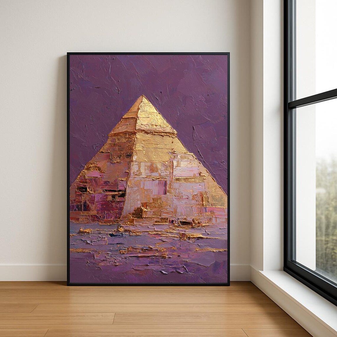 Great Pyramid Of Giza Egypt Golden Purple Impasto Painting Poster