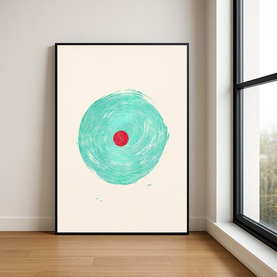 Minimalist Abstract Circle Print Multicolour Modern Wall Art Mid Century Style