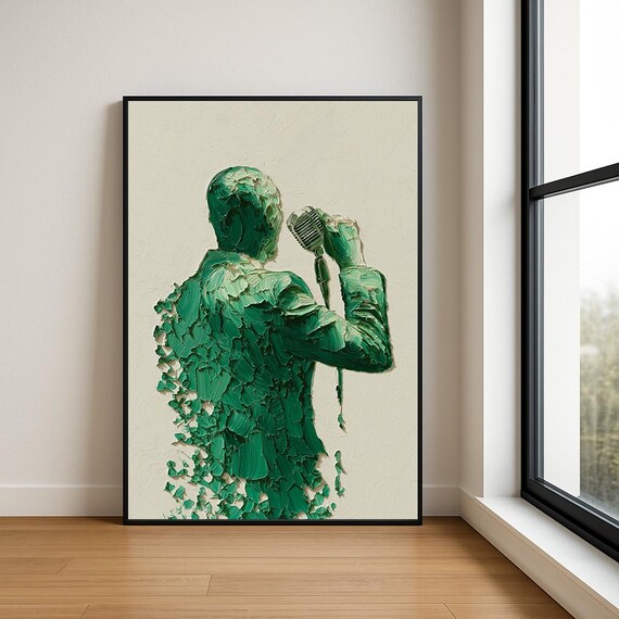 Music Lover Wall Art Print Textured Musician Abstract Oil Painting