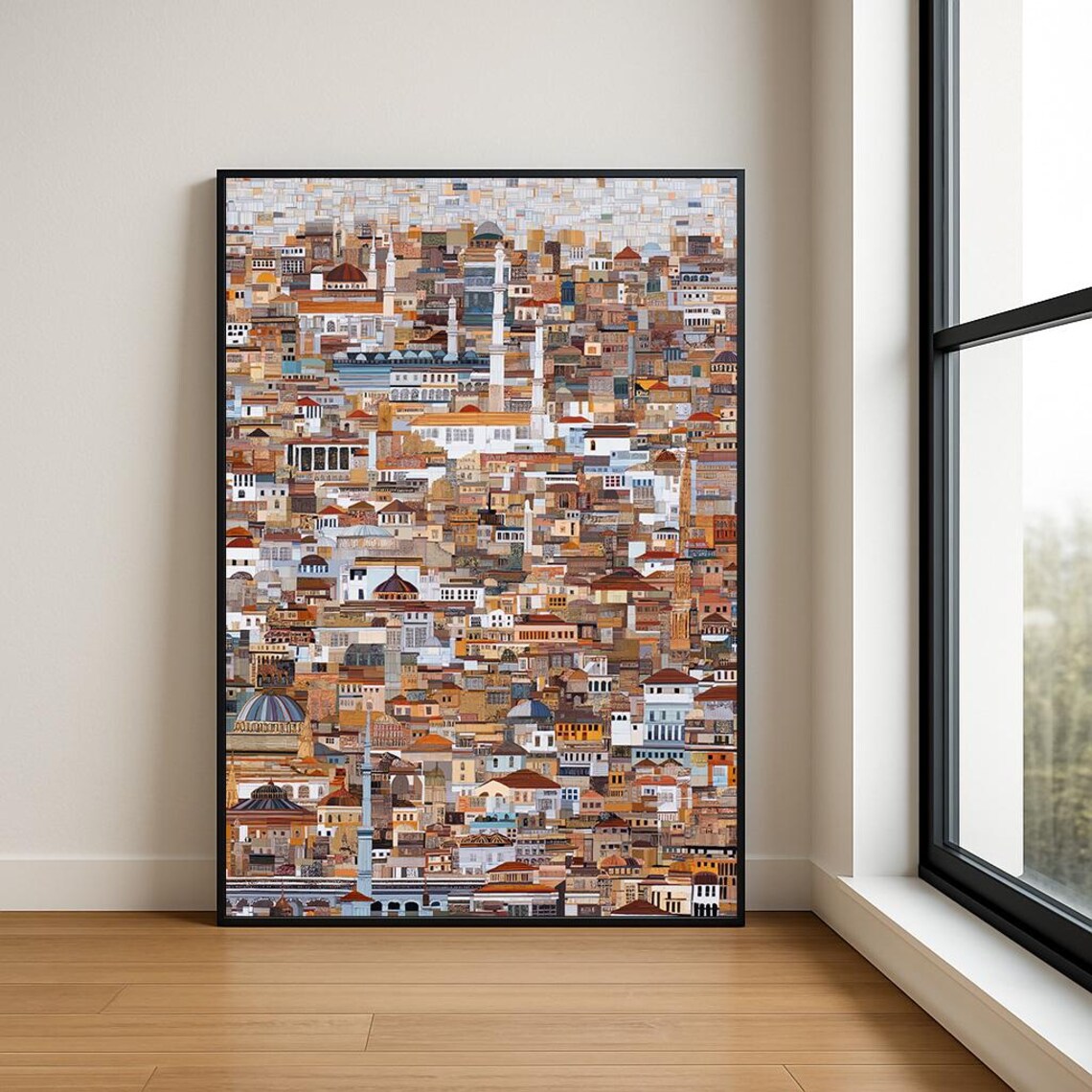 Historic Mosque Minaret Golden Mosaic City Panorama Landmark Poster