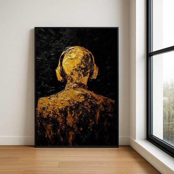 Music Lover Wall Art Print Textured Musician Abstract Oil Painting