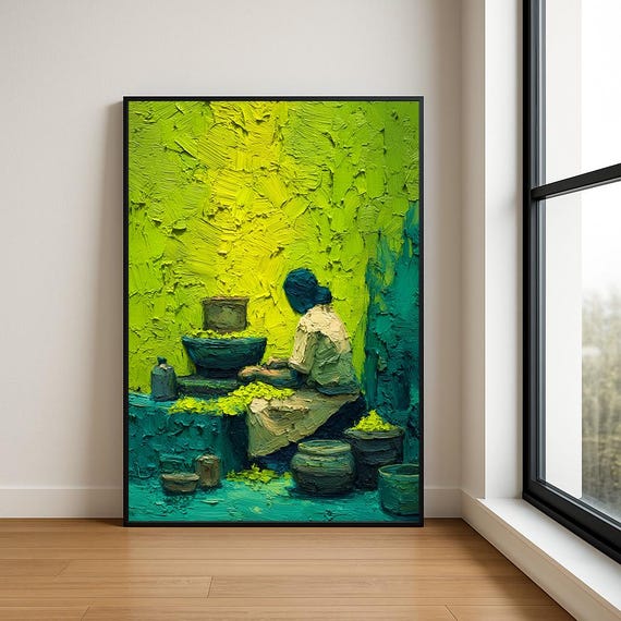 High Resolution Working Woman Oil Painting