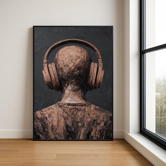 Music Lover Wall Art Print Textured Musician Abstract Oil Painting