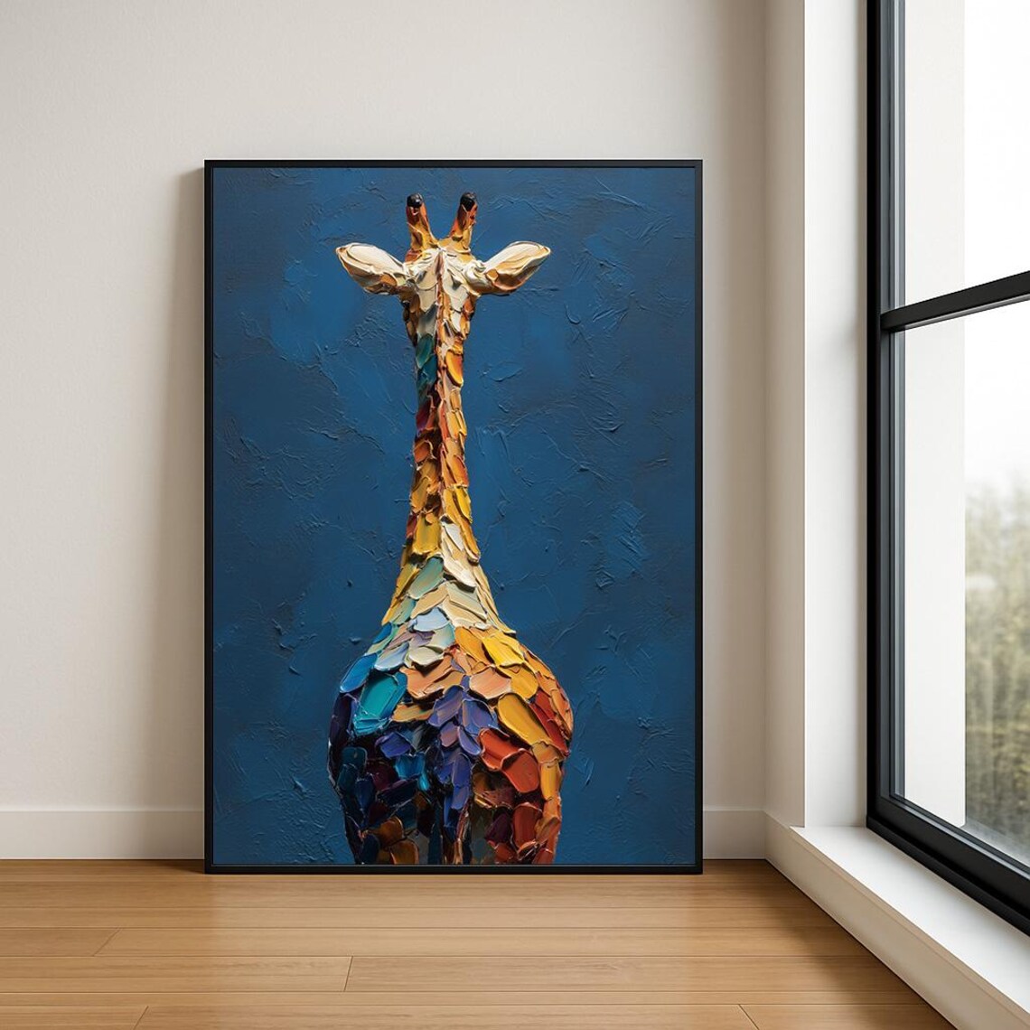Colorful Giraffe Wall Art Print High Resolution