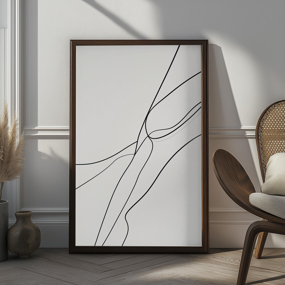 Minimalist Line Art Wall Decor Elegant Abstract Black And White Print Modern Monochrome Artwork For Contemporary Spaces