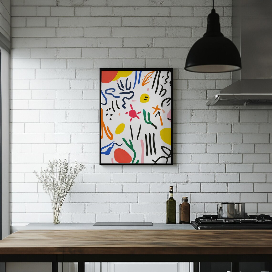 Playful Colorful Doodle Shapes Abstract Modern Home Decor Wall Art - Image 5