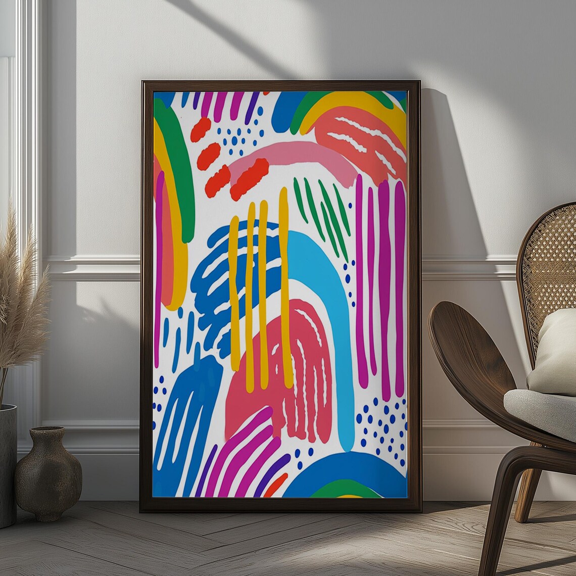 Colorful Abstract Brushstroke Modern Art Print for Home Decor