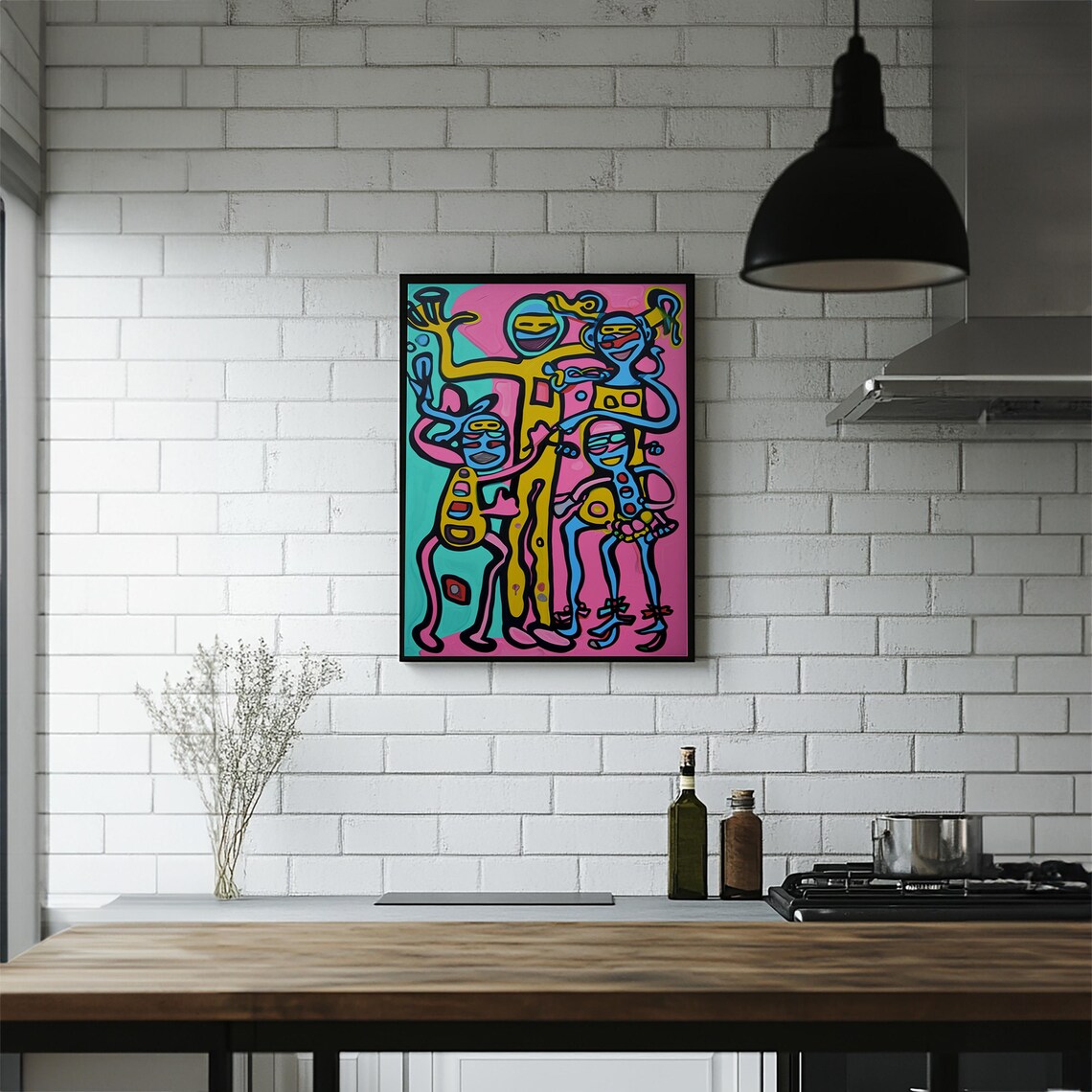 Colorful Happy Family Figures Pop Line Art Modern Joyful Poster - Image 6
