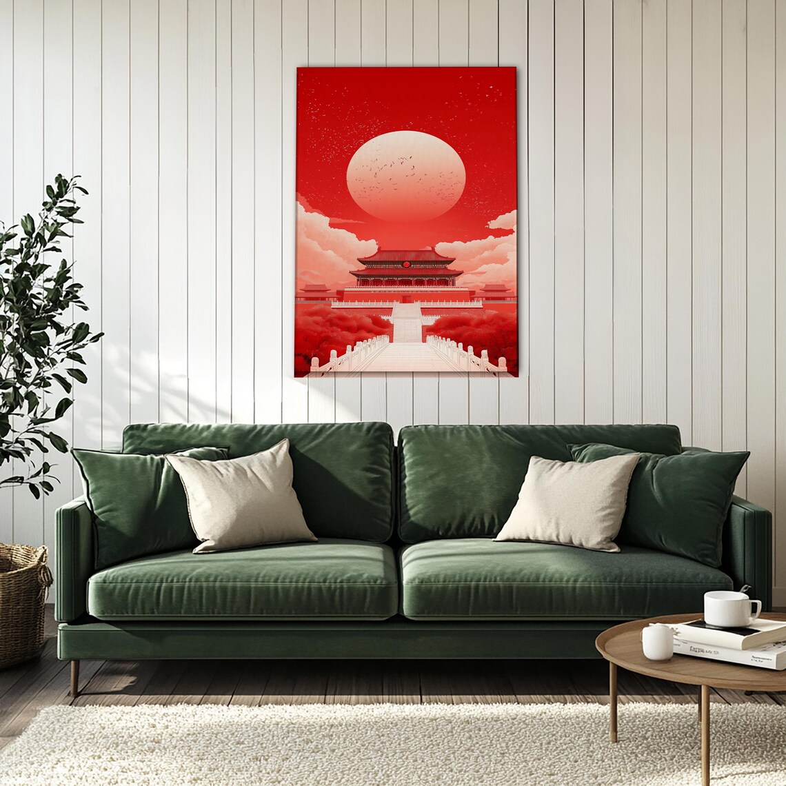 Bold Tiananmen Gate Beijing China Red Sunset Travel Art Poster - Image 4