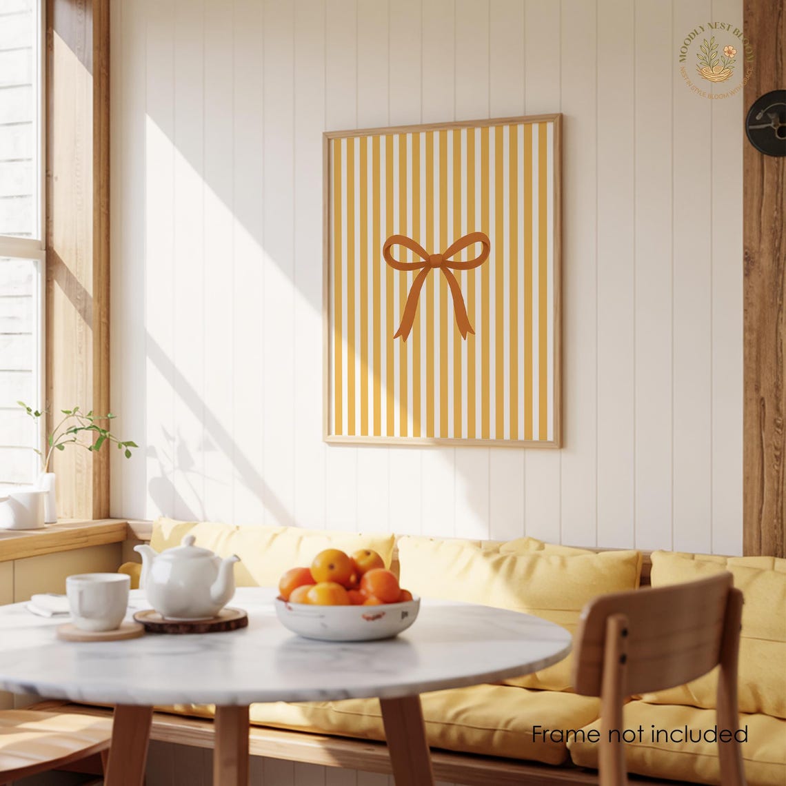 Yellow Striped Ribbon Bow Minimalist Decorative Poster For Home