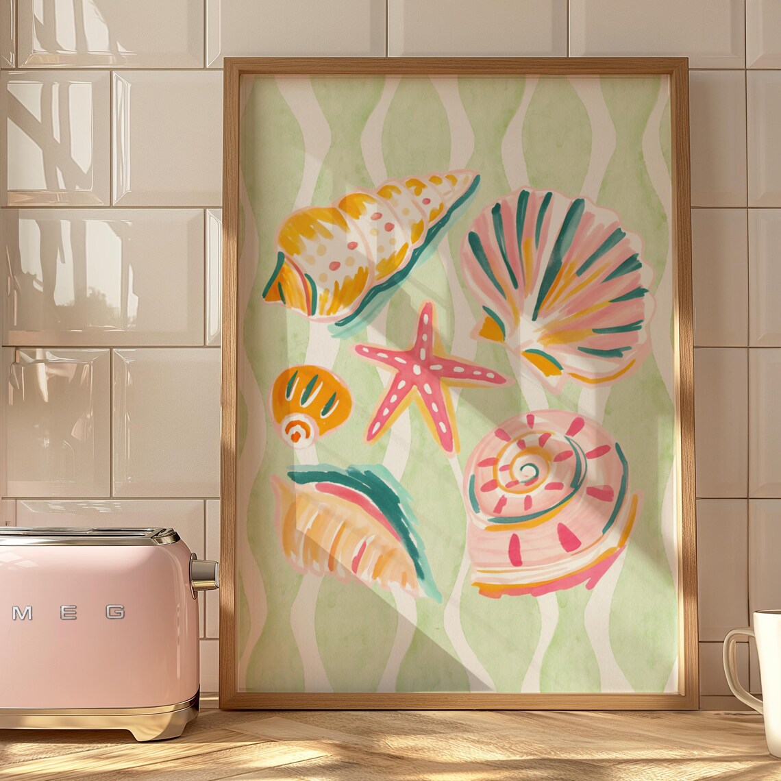 Pastel Watercolor Seashells, Coastal Art Print