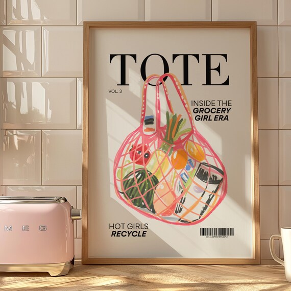 Fresh Market Kitchen Wall Art Home Decor Poster Fruit Tote Illustration Print Modern Apartment Artwork Minimalist