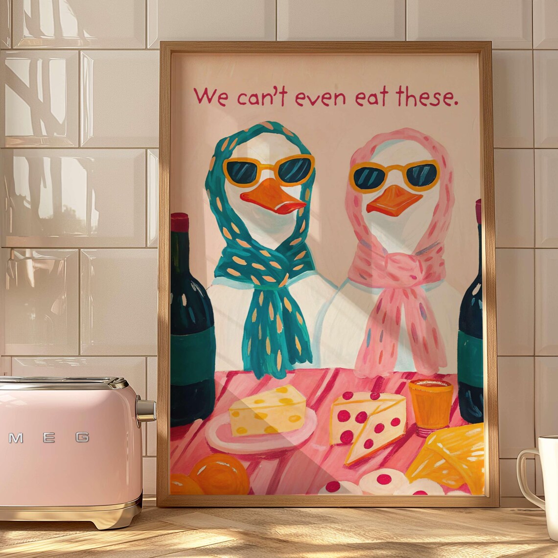 Funny Kitchen Wall Art Ducks Wine Party Poster