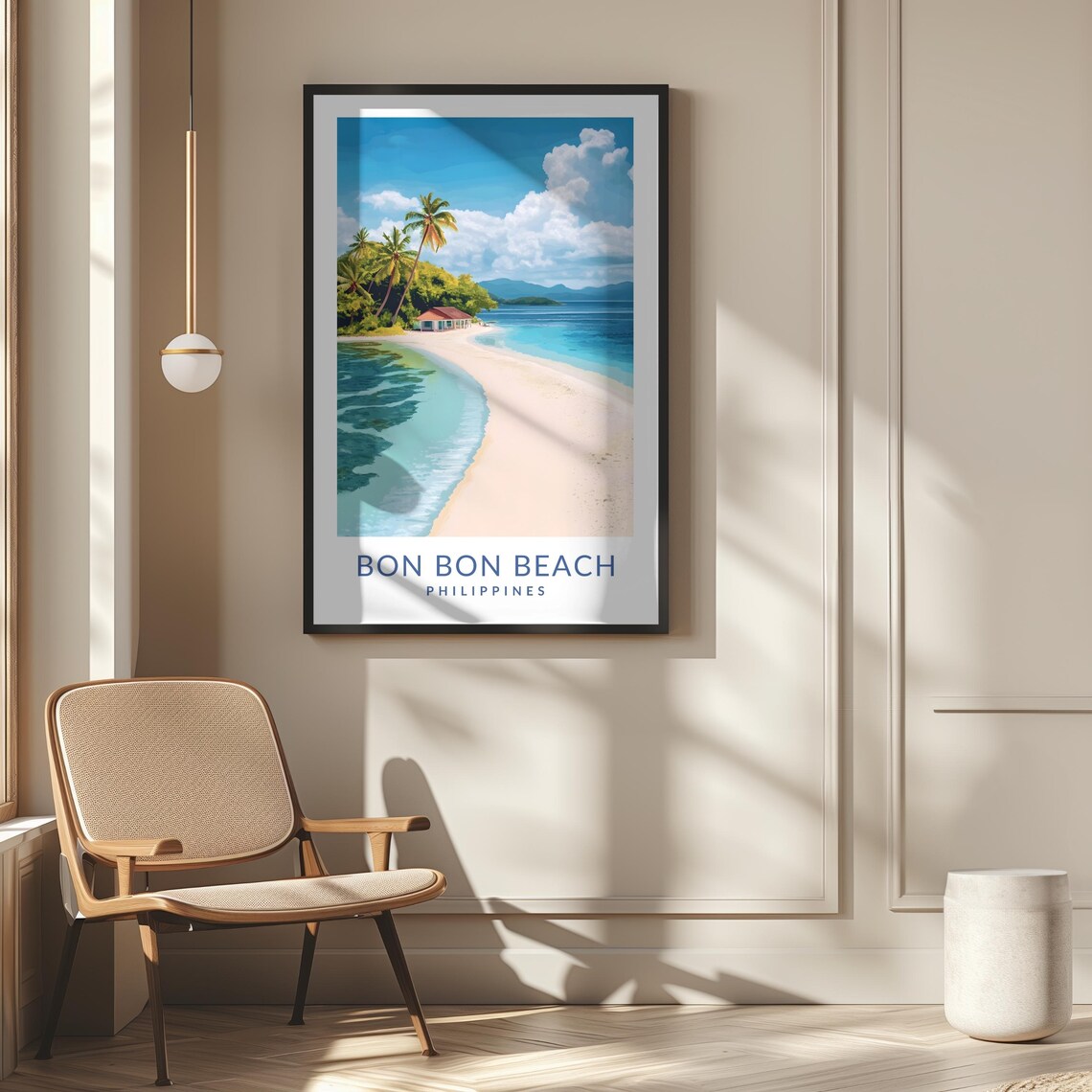 Bon Bon Beach Philippines Palm Cove Sandy Shore Travel Poster - Image 2
