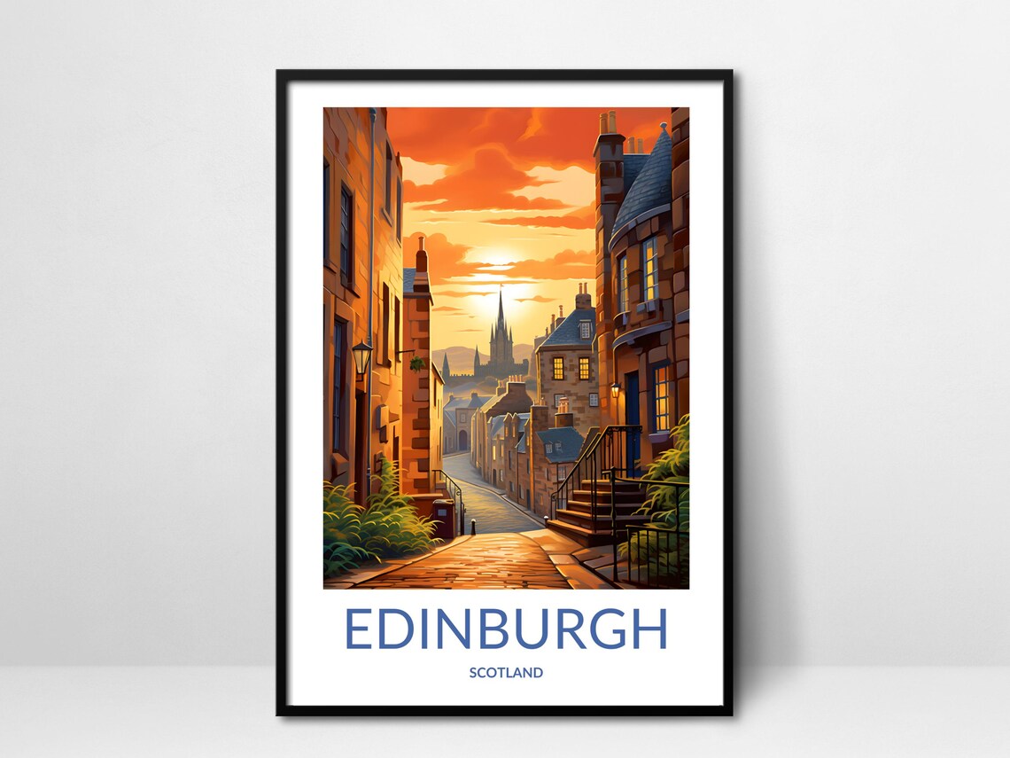 Edinburgh Scotland Historic Street Sunset Evening Glow Poster