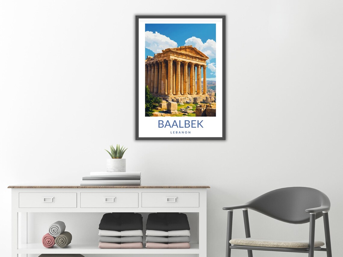 Baalbek Lebanon Roman Temple Vintage Travel Poster Ancient Ruins Art - Image 2