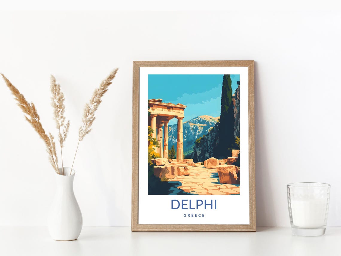 Delphi Greece Ancient Temple Poster Vintage Greek Ruins Travel Artwork - Image 3