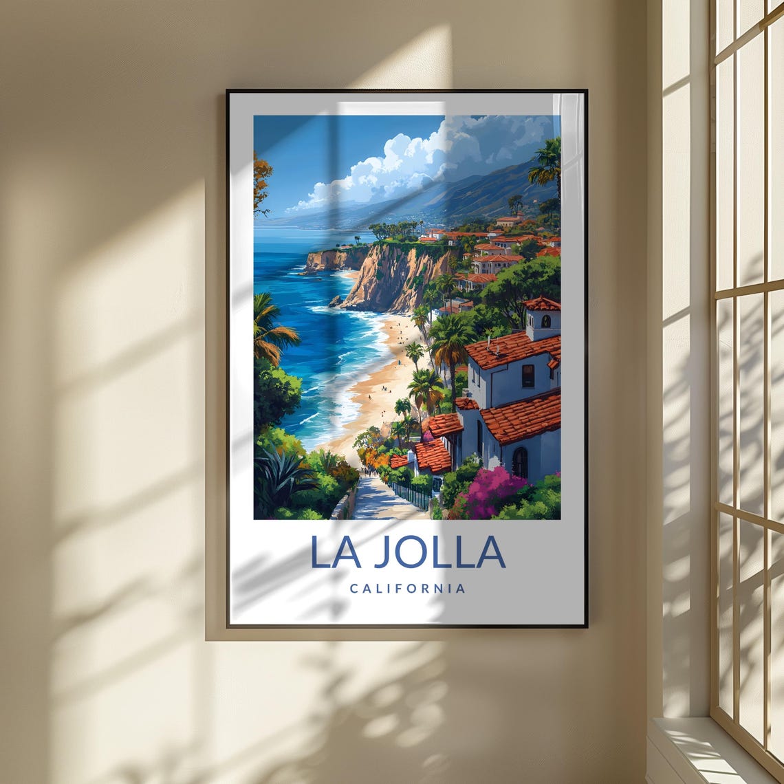 La Jolla California Beach Cliffs Palm Trees Coastal Travel Poster - Image 3