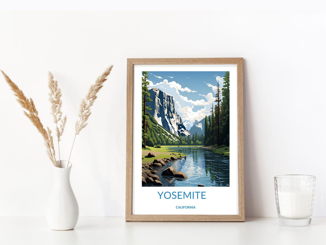 Yosemite El Capitan River Half Dome Valley California Scenic Poster - Image 3