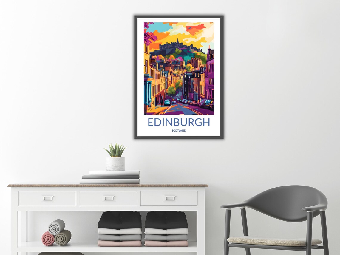 Edinburgh Scotland Castle Vibrant Cityscape Street Art Poster - Image 2