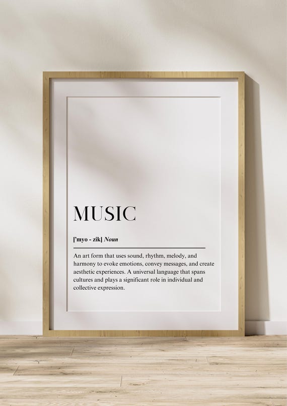 Music Definition Poster Minimalist Quote Wall Art Print For Bedroom Living Room Decor