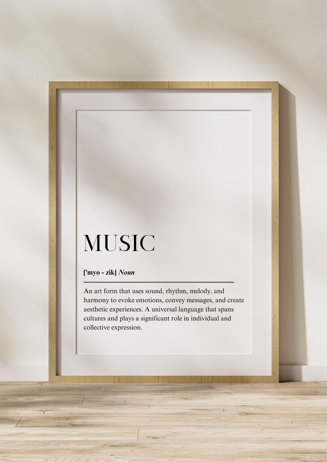 Music Definition Poster Minimalist Quote Wall Art Print For Bedroom Living Room Decor