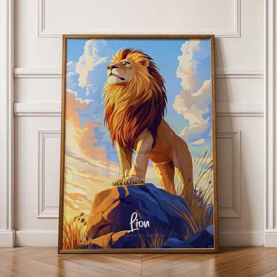 Fierce Lion Art Print Safari Animal Wall Decor