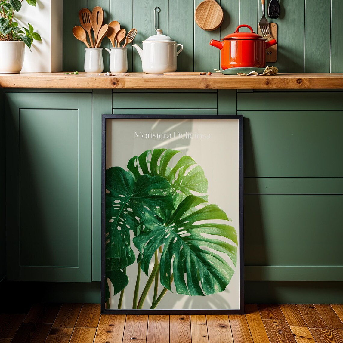 Monstera Deliciosa Print Tropical Botanical Wall Art Plant Lover Gift