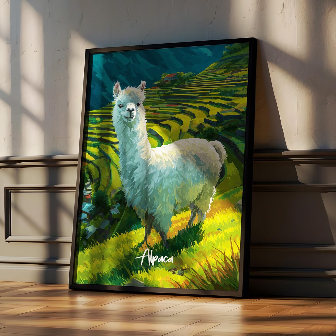 Alpaca Framed Poster Boho Nursery Decor Kids Room Animal Art