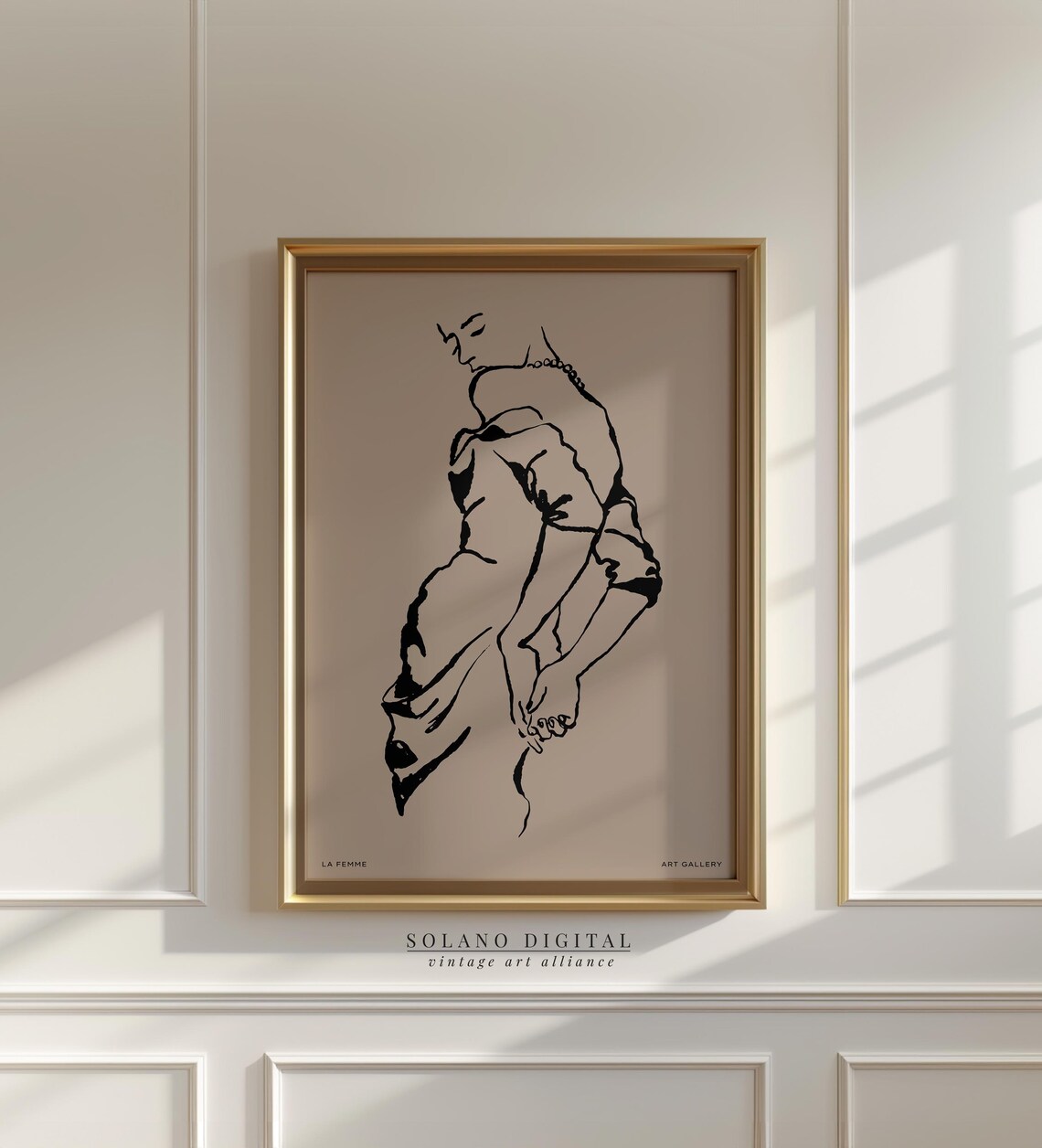 La Femme Woman Side Profile Elegant Black Ink Line Drawing Poster