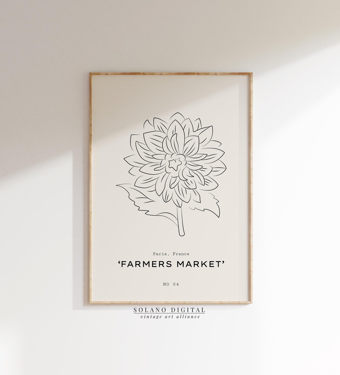 Paris Farmers Market Dahlia Line Art Minimalist Floral Poster