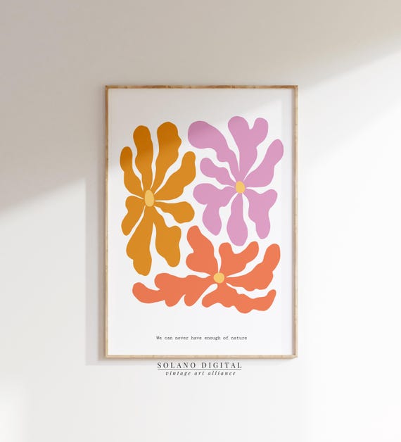 Colorful Botanical Wall Art Modern Abstract Floral Print With Nature Quote For Home Or Office Decor