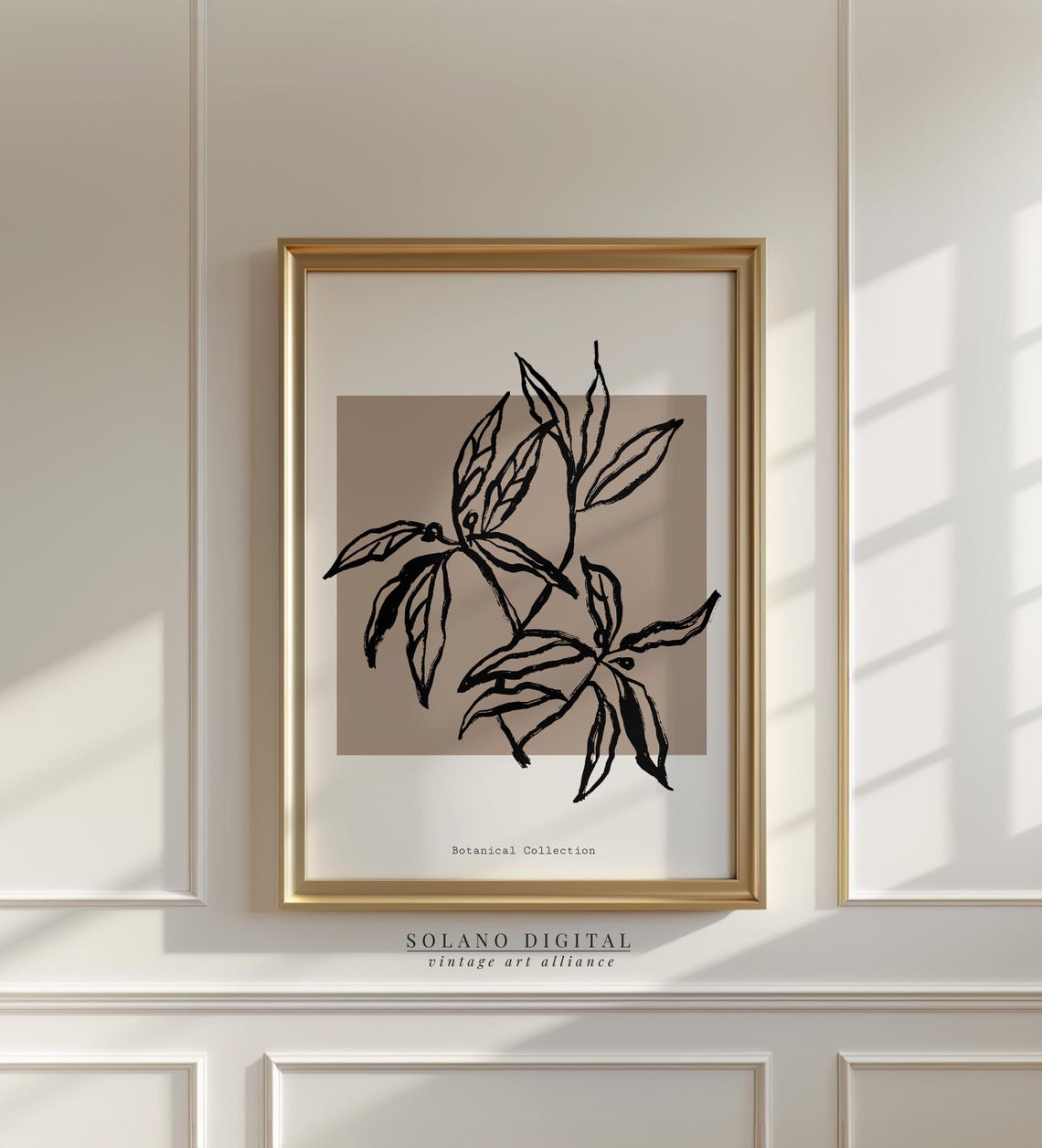 Modern Botanical Leaf Branch Ink Line Art Neutral Wall Poster
