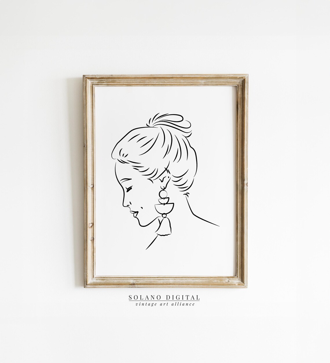Minimalist Woman Line Art Portrait Modern Black And White Female Profile Illustration Elegant