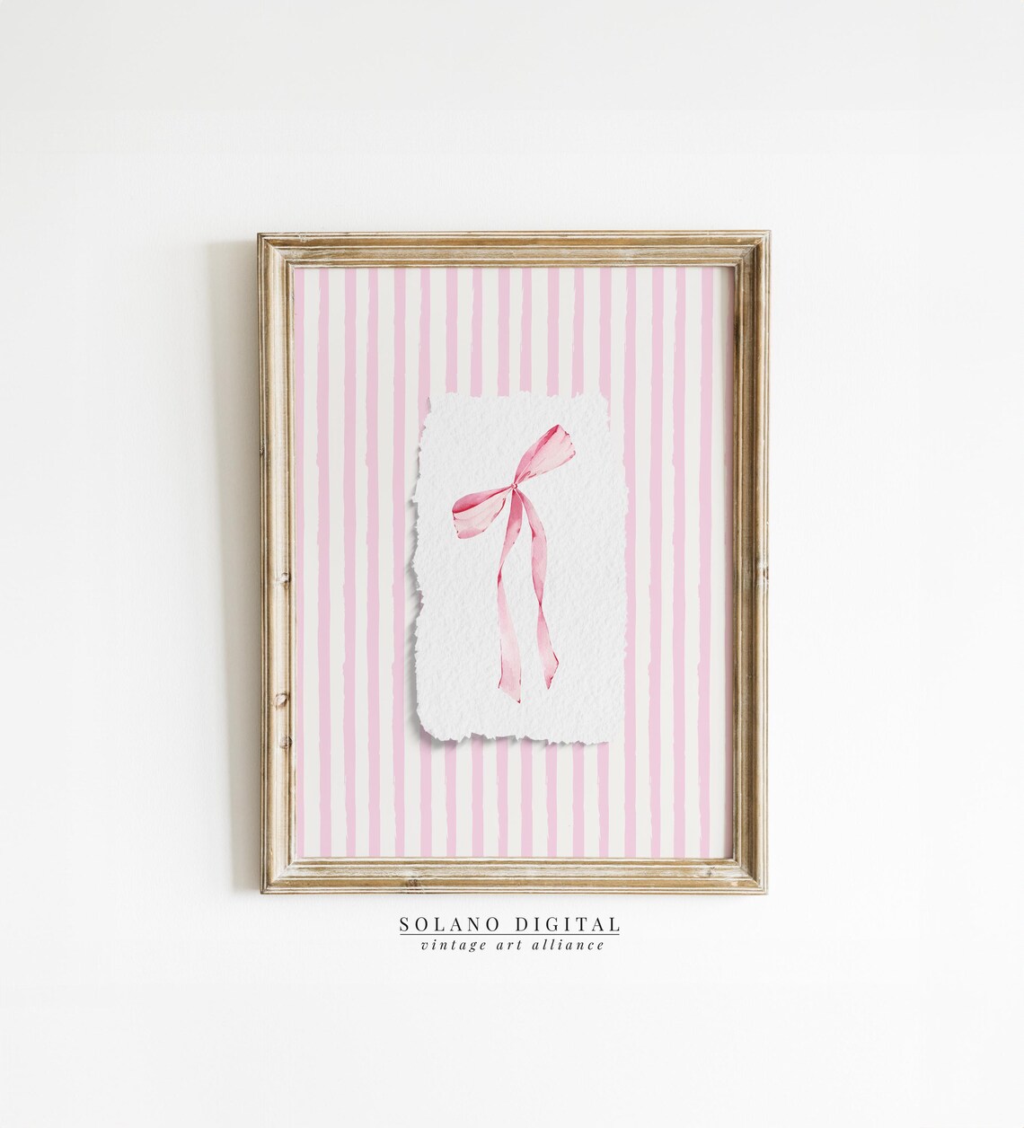 Pink Bow Wall Art Coquette Room Decor Vertical Line Nursery Girly